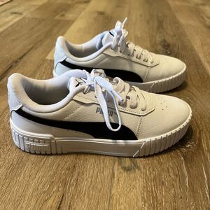 PUMA Women's Carina Sneaker, White Black  6 EUR 36